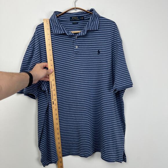 Polo Ralph Lauren Men’s XLarge Blue Striped Classic‎ Fit Golf Preppy Shirt - Picture 4 of 8